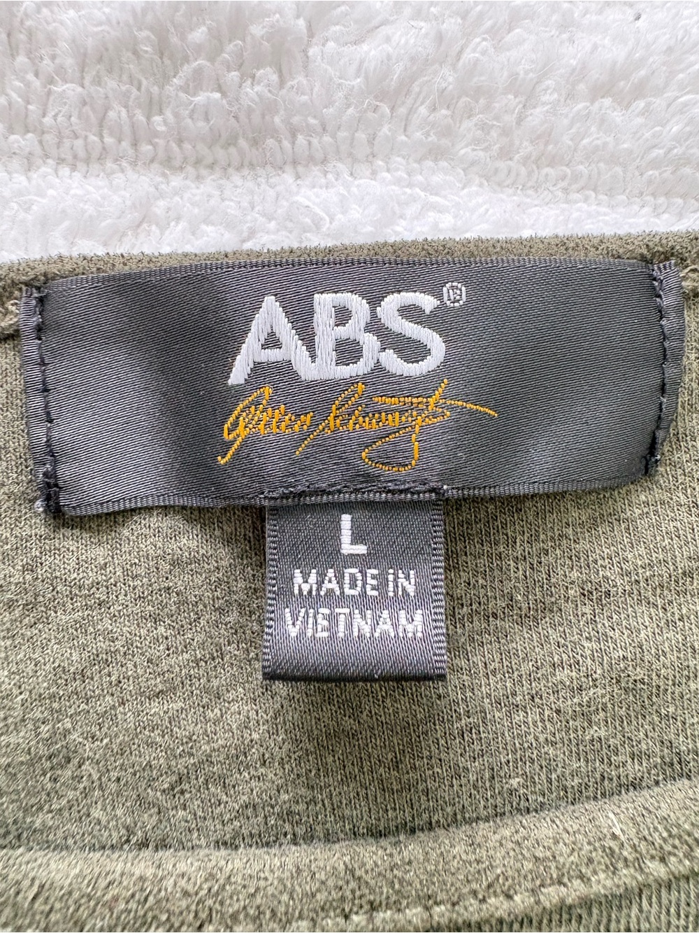 ABS by Allen Schwartz Forest Night Olive Green Zip Shoulder Top L - Picture 8 of 11